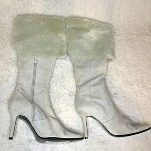 Nine West Dixfield Ivory Suede Boots - Size 8M